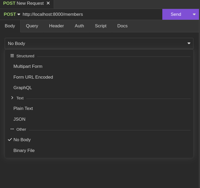 Creating a post request with a body in RestFox
