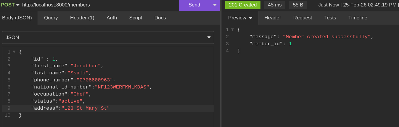 Successful request with a body having