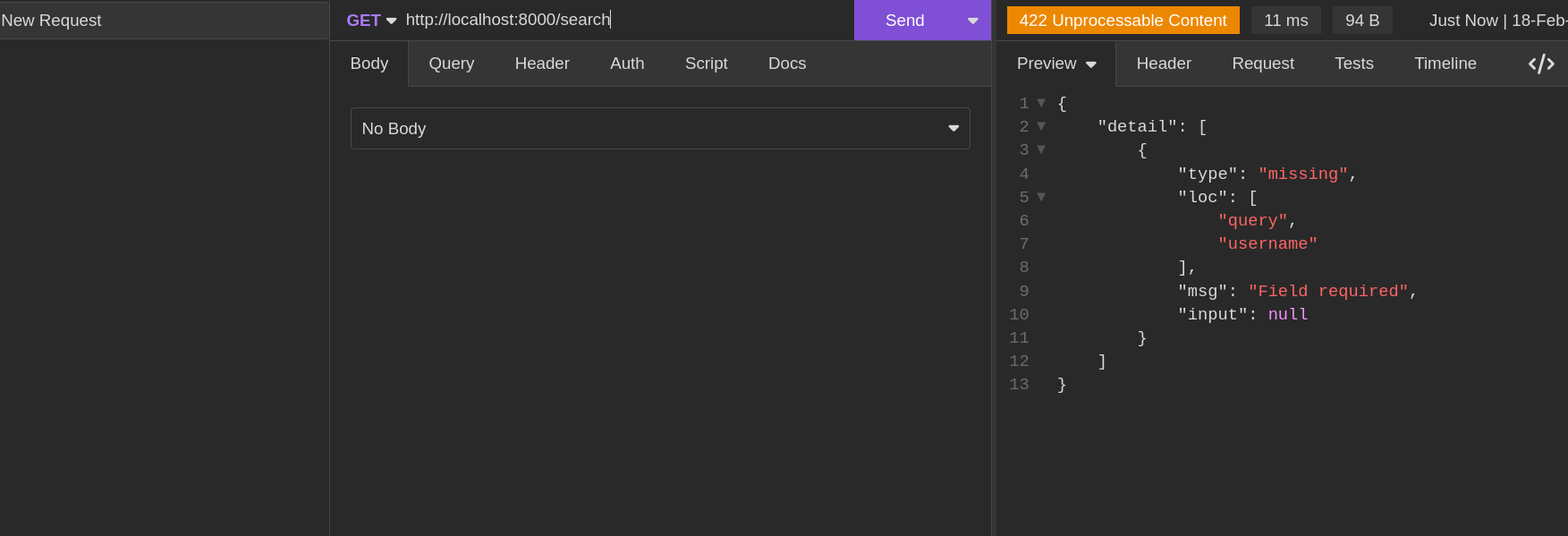 Searching without the search query param