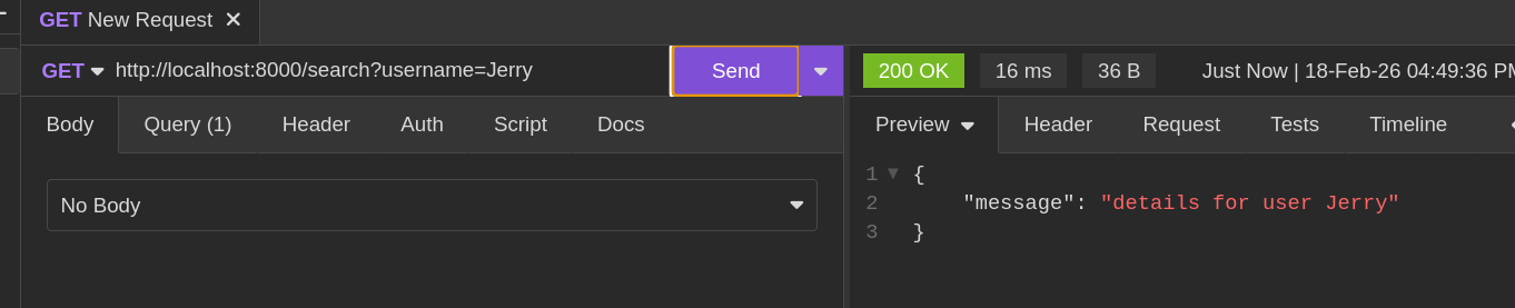 Searching for a user who exists