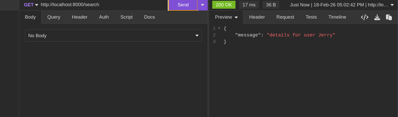 Searching for a user without a query param