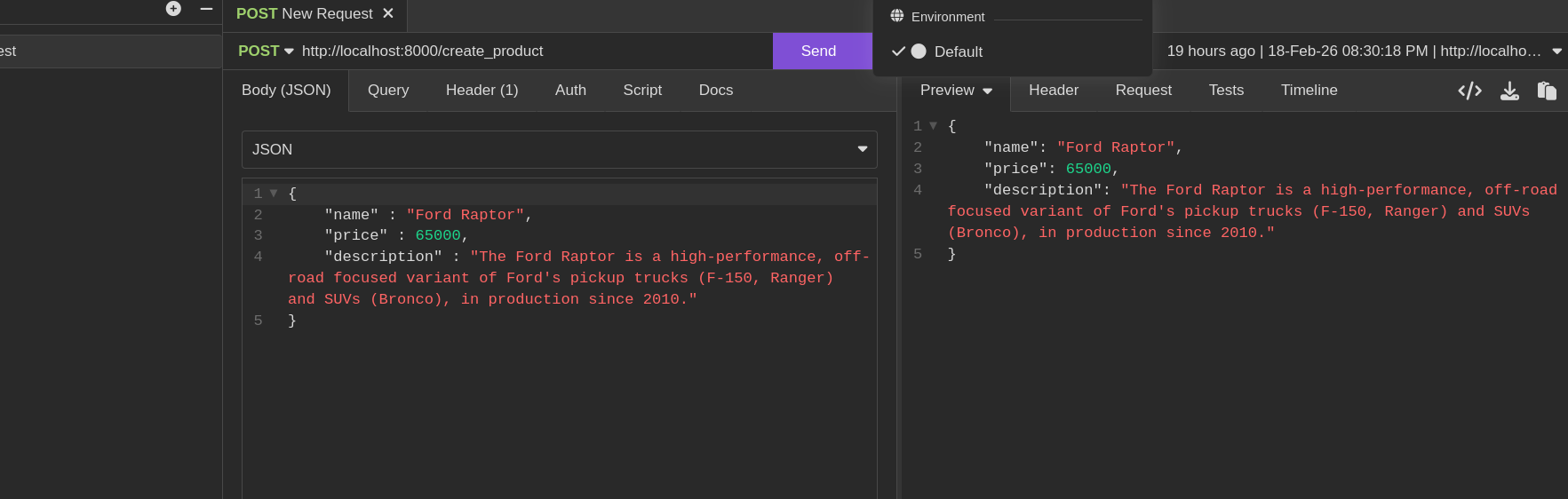 Successful request with valid product data
