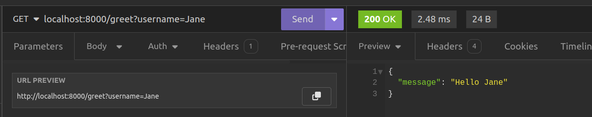 Greeting a user with a username as a query param