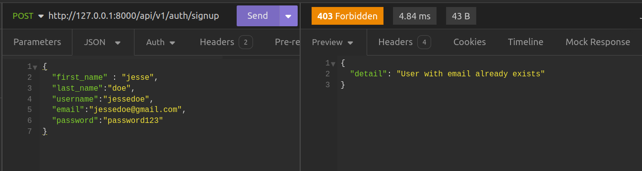 Account already exists