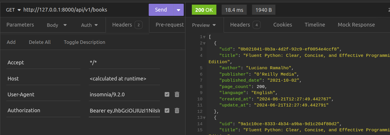 Listing all books with the new token