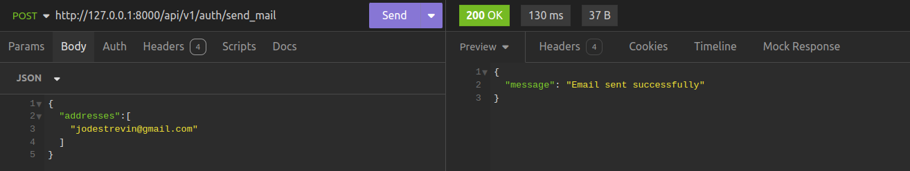 Successful email is sent