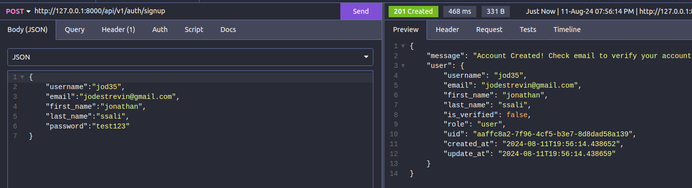 creating a user account with background tasks