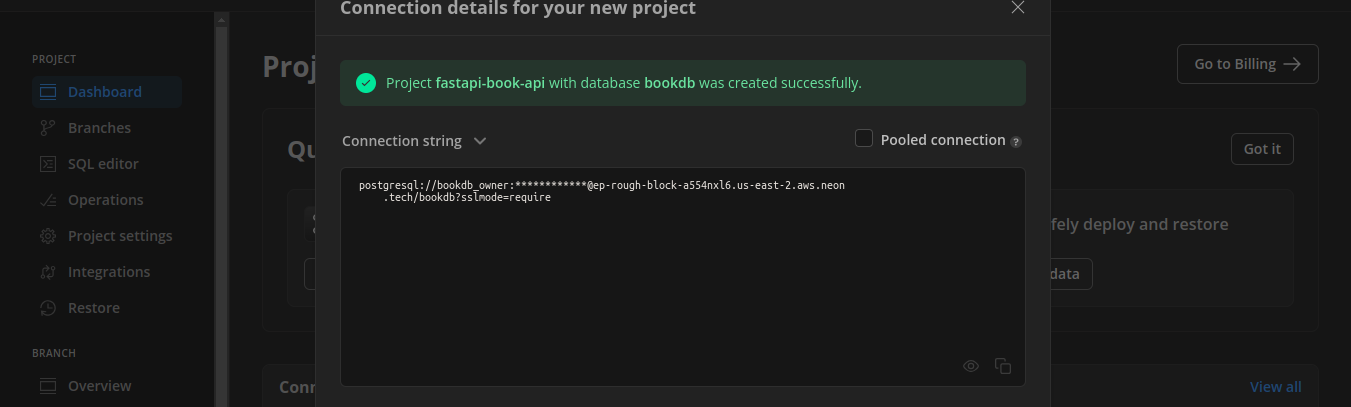 Copy your connection details